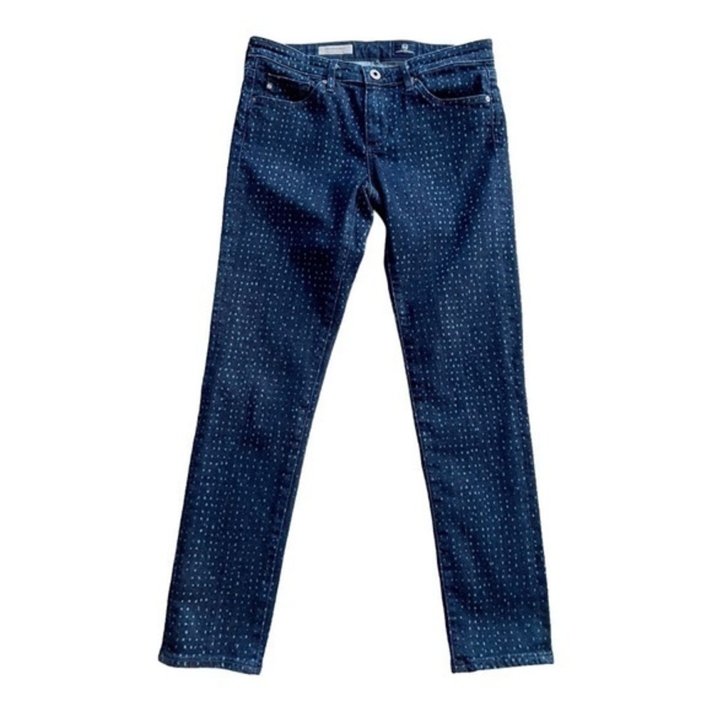 AG Adriano Goldschmied The Stevie Ankle‎ Dark Wash Polka Dot Jeans Size 27